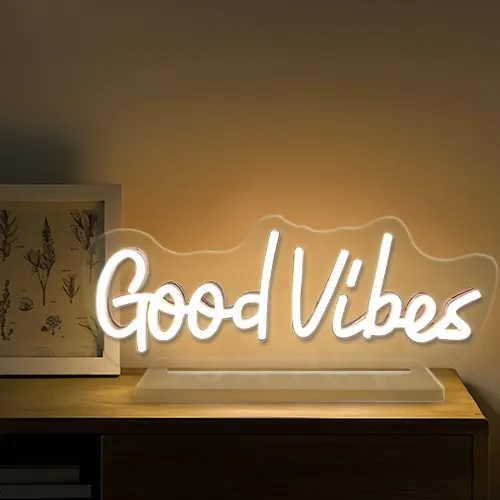 2. Good Vibes Neon Sign with Stand