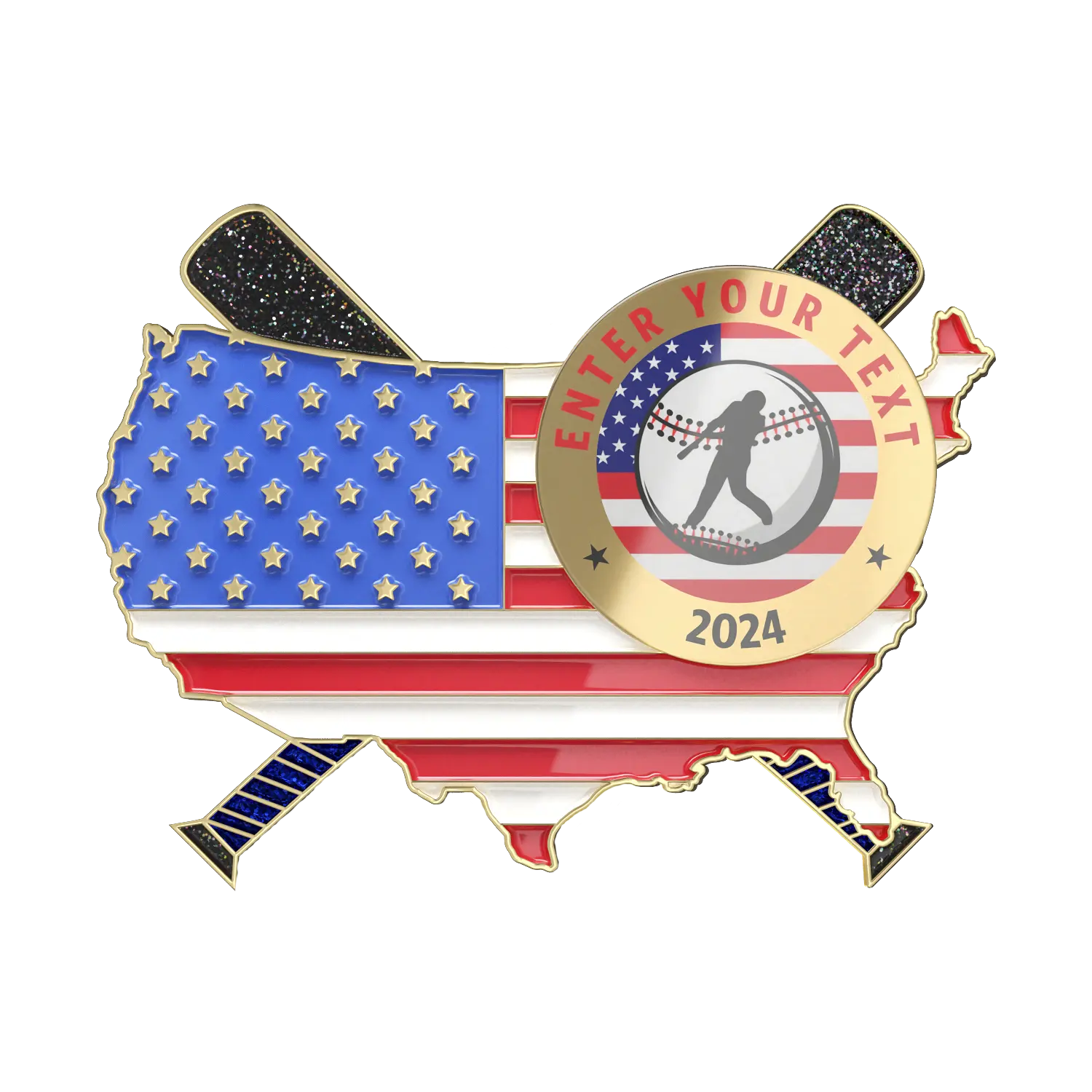 Flag Baseball Sunamel Trading Pins