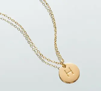 Custom Initial Necklace With Round Pendant Custom Initial Necklace With Round Pendant