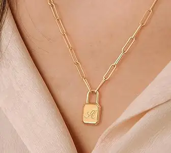 Paperclip Lock Initial Necklace Paperclip Lock Initial Necklace