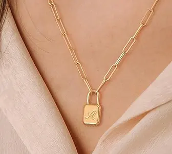 Paperclip Lock Initial Necklace Paperclip Lock Initial Necklace