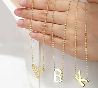 women Sideways Initial Necklace