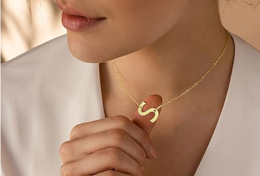 Sideways Initial Necklace for woman