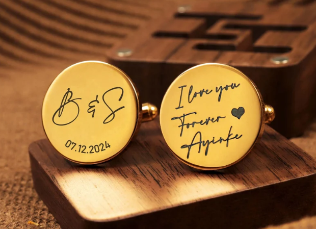 gold engraved cufflinks