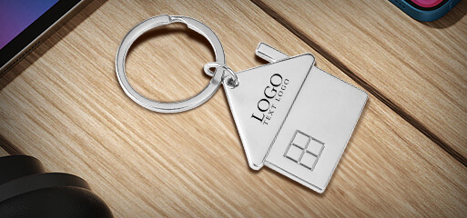 custom metal house-shaped keychains with your brand