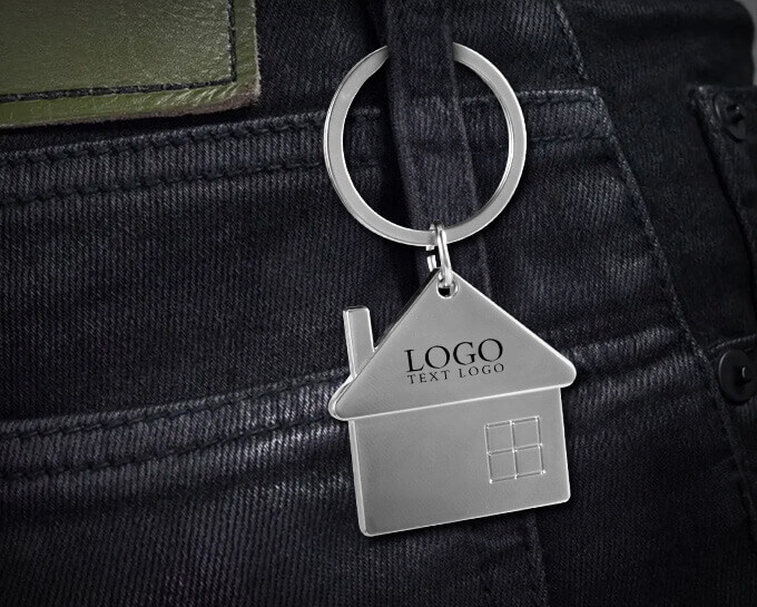 Metal House-shaped Keychains with Your Logo