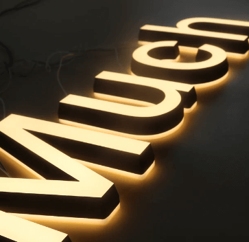 Beleuchtete Mini-Buchstabenschilder aus Acryl für Unternehmen