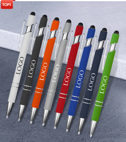 Custom Rubber Stylus Ballpoint Pen All Colors