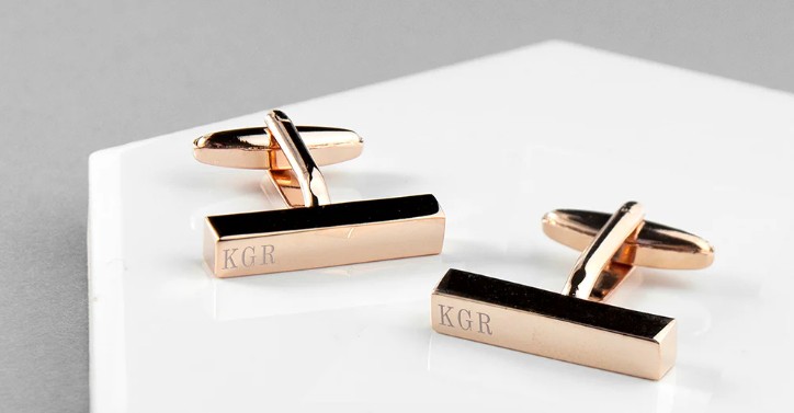 custom monogram cufflinks rose gold