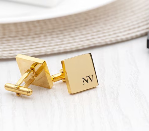 custom monogram cufflinks with gold finish