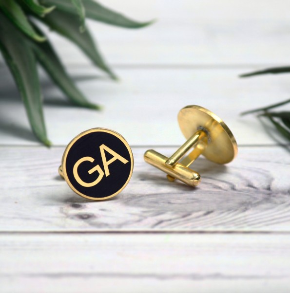 personalized gold initial cufflinks