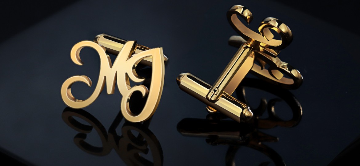 initial cufflinks gold for wedding