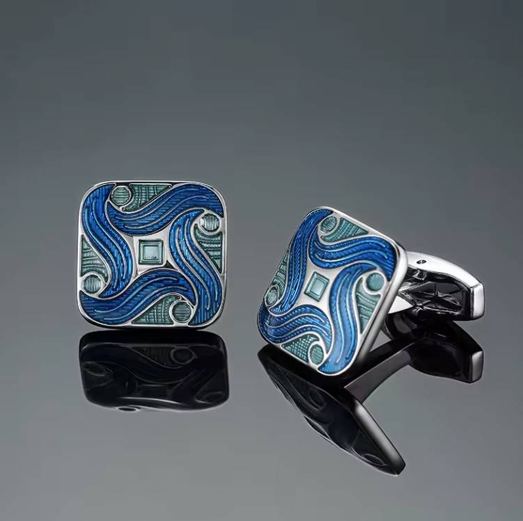 Custom Enamel Cufflinks with Transparent Color