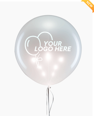 personalised LED balloons white color with logo