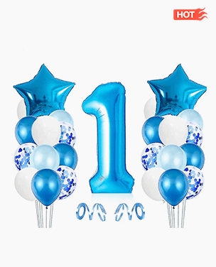 Number Stars Blue Foil Balloons for Party Birthday