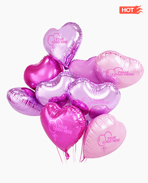 Pink color foil heart balloons with logo