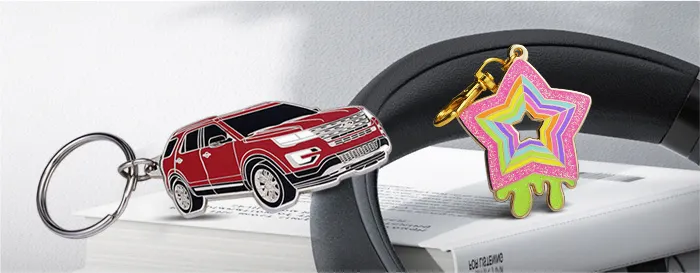 Custom hard enamel keychains for car and star