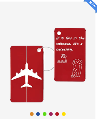 Airplane with Card Solid Color Luggage Tag