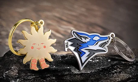 gold silver custom enamel keyrings