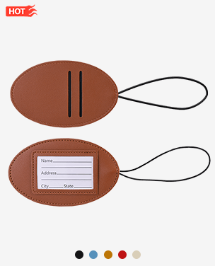Oval PU Leather Multi-color Luggage Tag