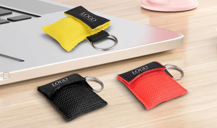 Various Colors of Metal Keyring With Cpr Face Shield Mask Various Colors of Metal Keyring With Cpr Face Shield Mask