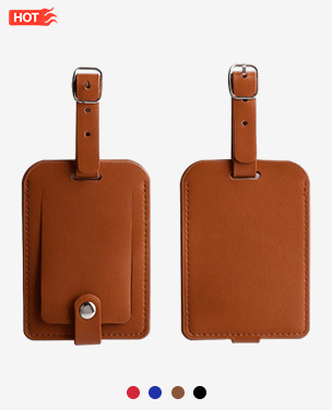 Elegant Leather Luggage Tags with A Classic Buckle Strap