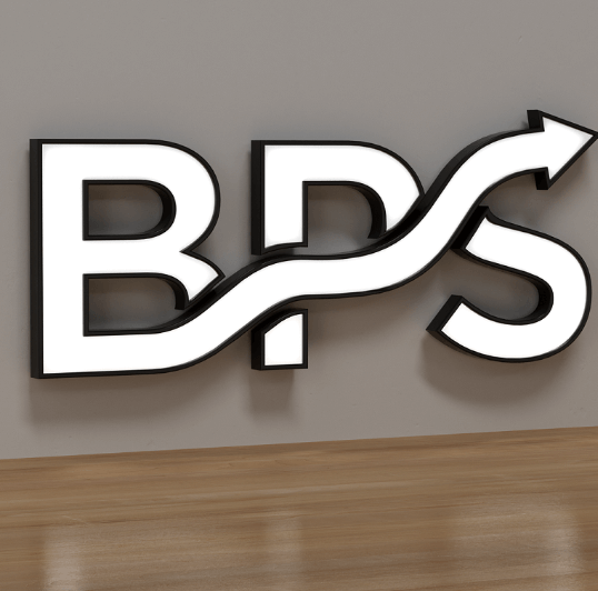 led BPS bogstaver oplyste skilte