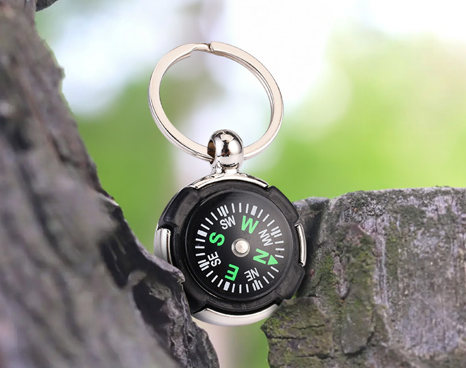 Customize Promo Mini Compass Keychain