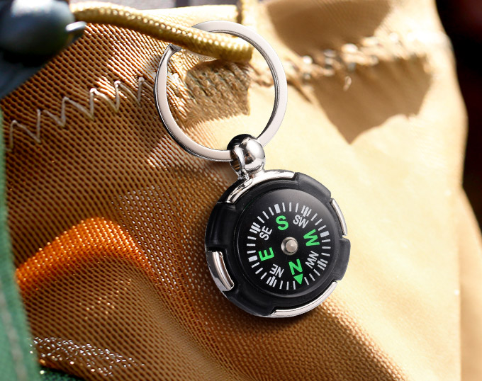 Personalized Promo Mini Compass Keychain