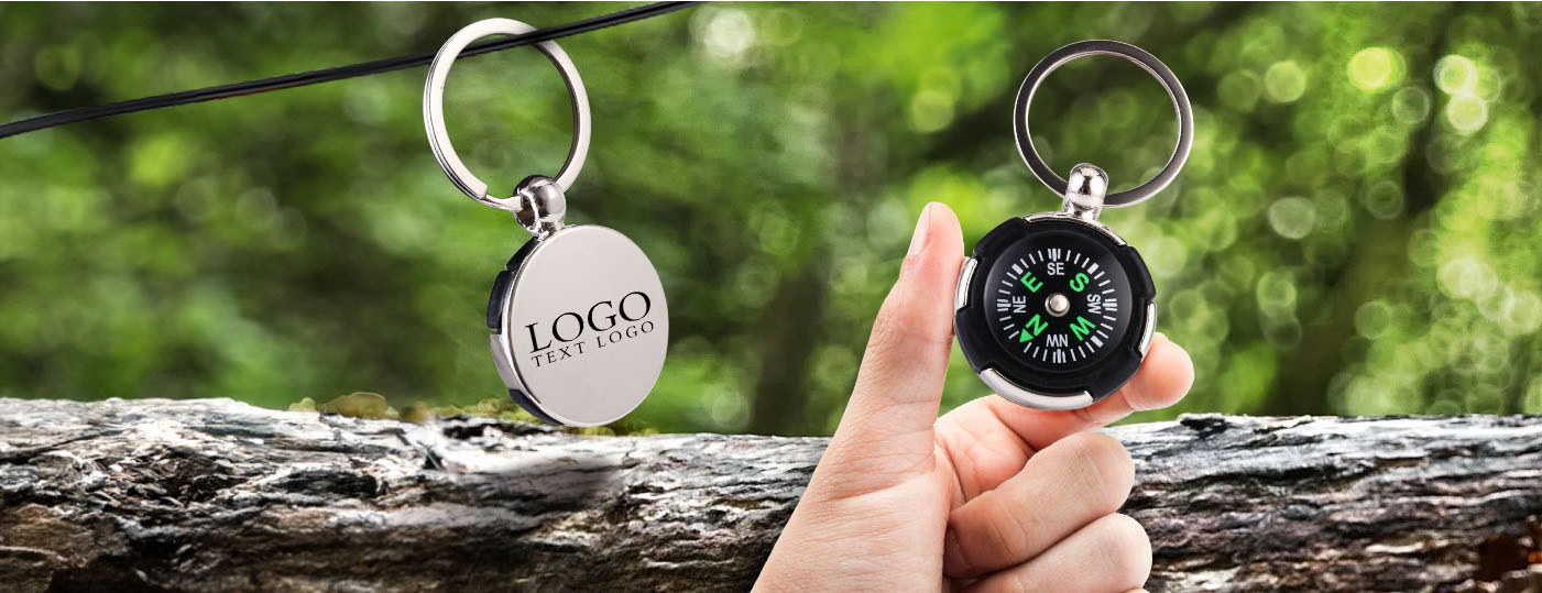 Display of Promo Mini Compass Keychain