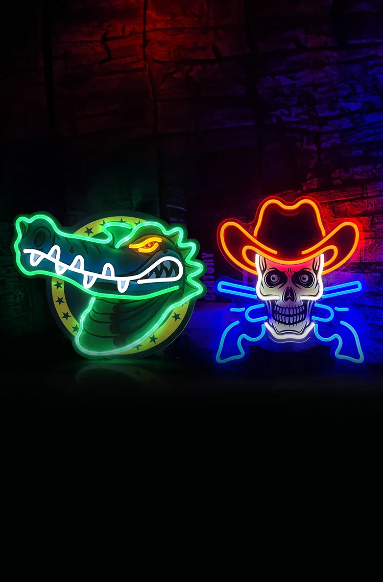 Enseigne Lumineuse Dark Dog Au Néon LED - Décoration Murale Rectangulaire Pour Intérieur Style Urbain