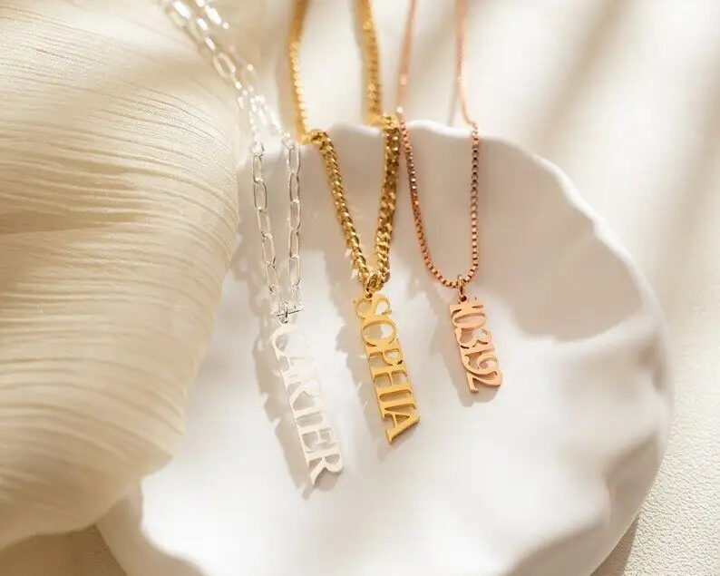 Custom Vertical Name Necklace Custom Vertical Name Necklace