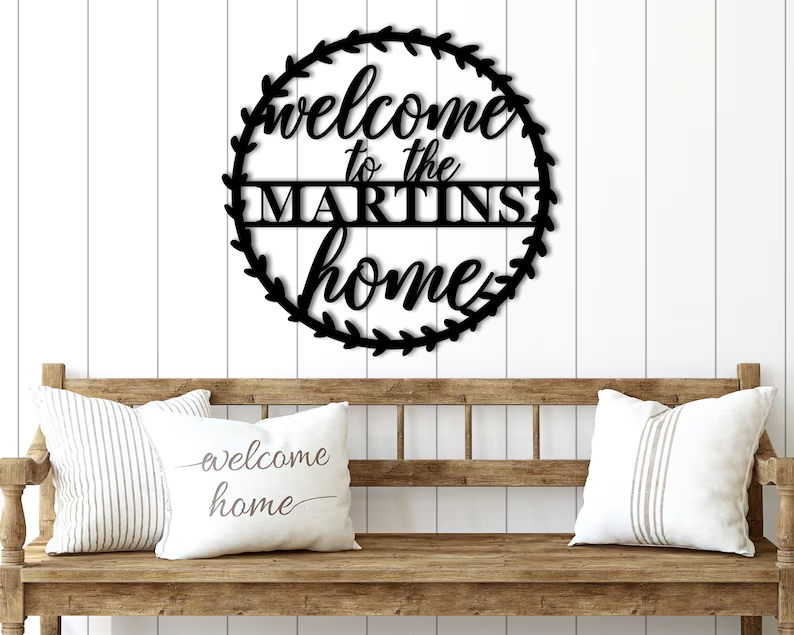 welcome home metal signs