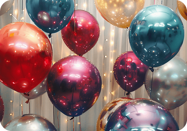 Colored metallic balloons for weddings occasions