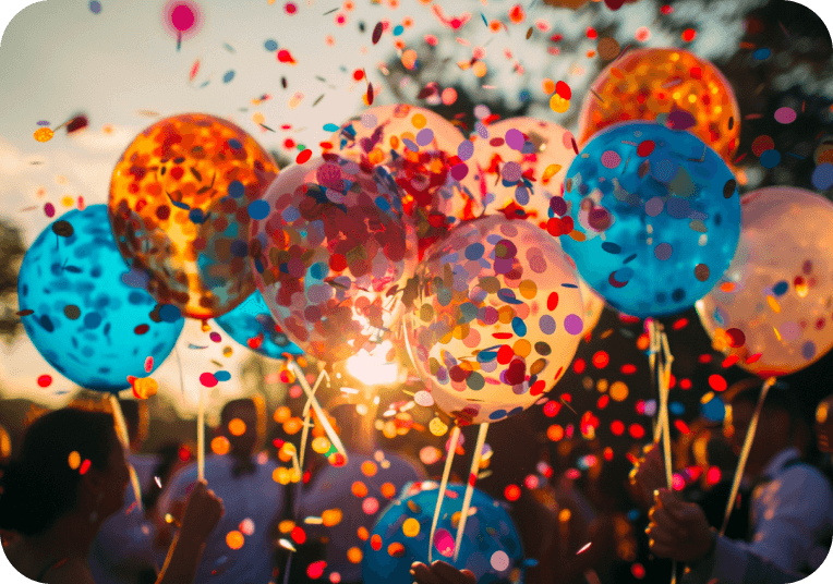 Confetti balloon decoration for wedding