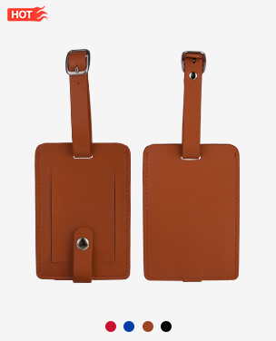 Elegant Leather Luggage Tags with A Classic Buckle Strap