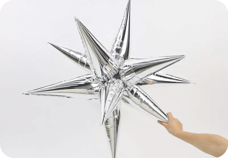 Silver starburst balloons for party