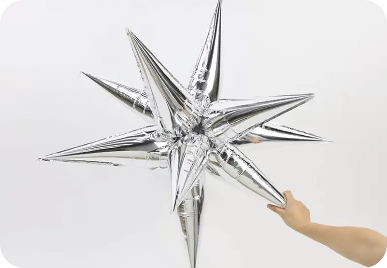 Silver starburst balloons for party