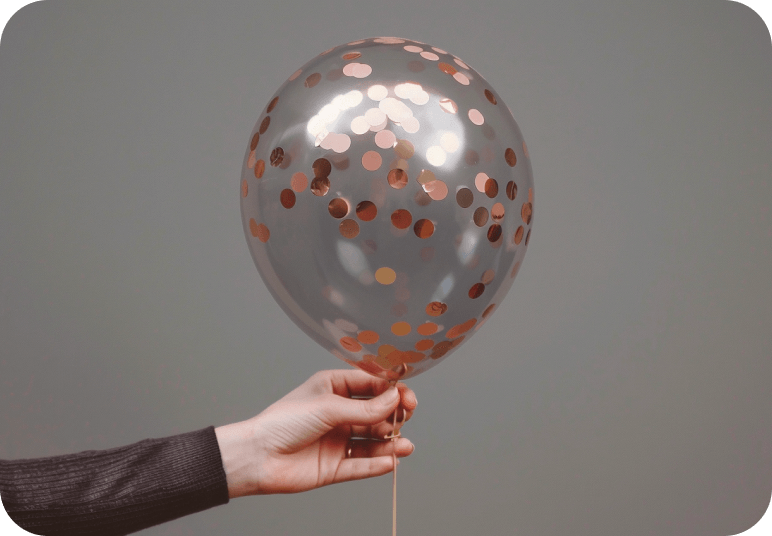 Clear confetti balloons with shiny sequins