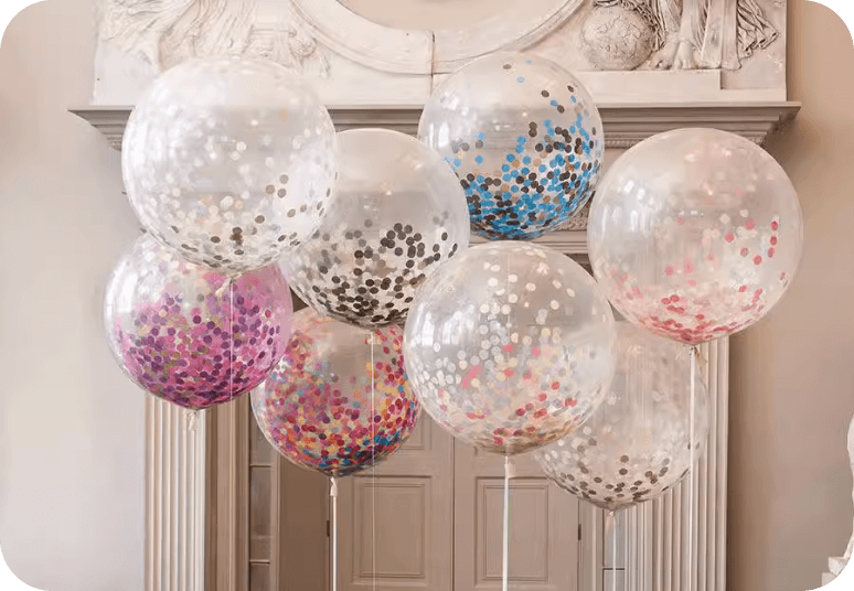 Confetti balloon decoration for party occasion