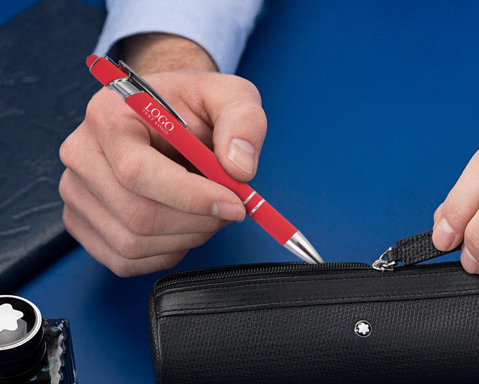 Stylo à bille avec stylet en caoutchouc pour un transport facile