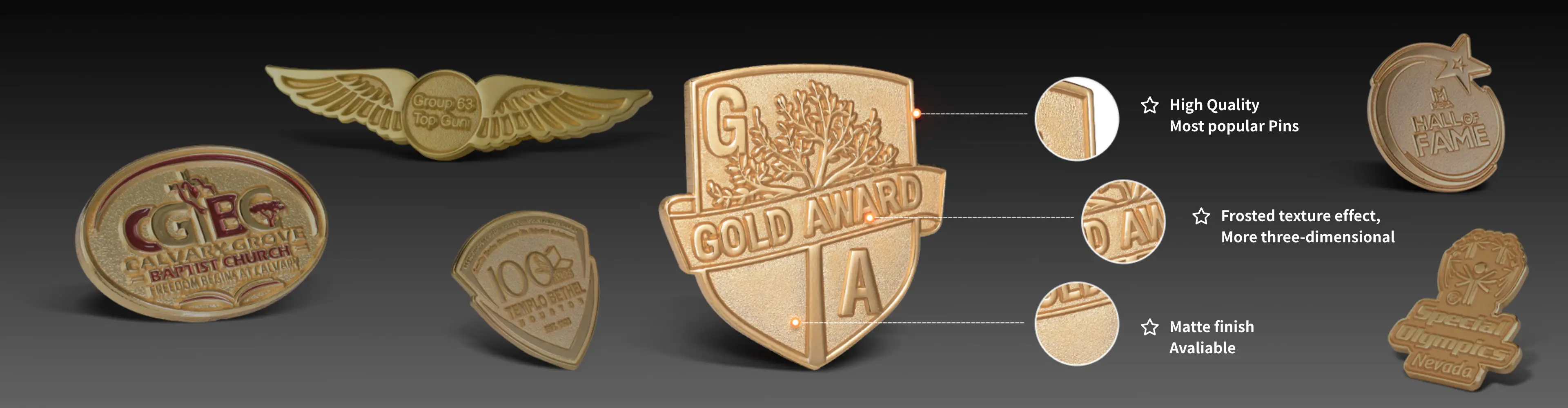 Custom Sandblast Pins Custom Sandblast Pins