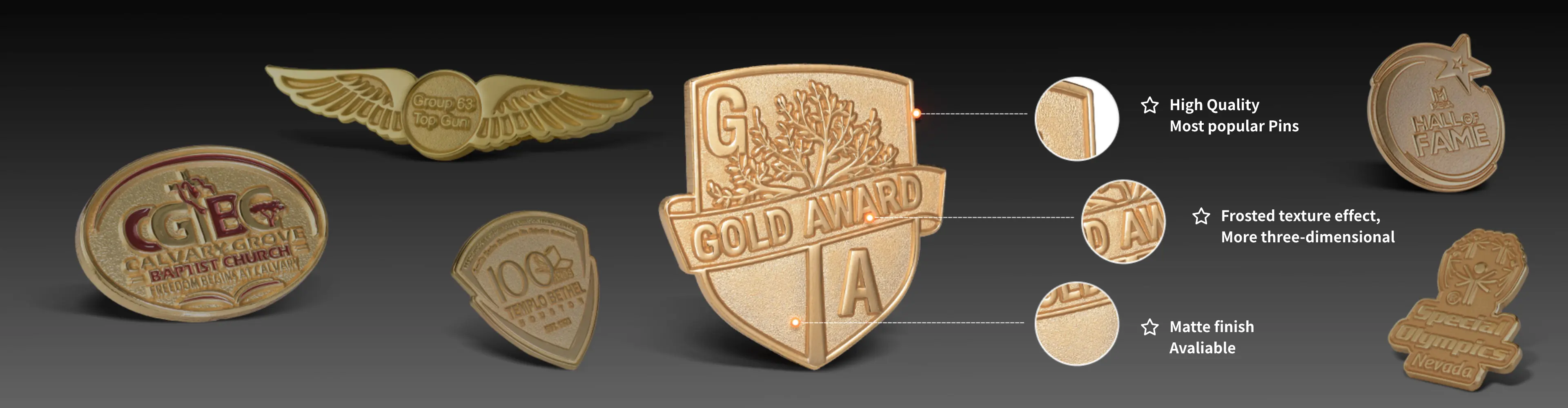 Custom Sandblast Pins Custom Sandblast Pins