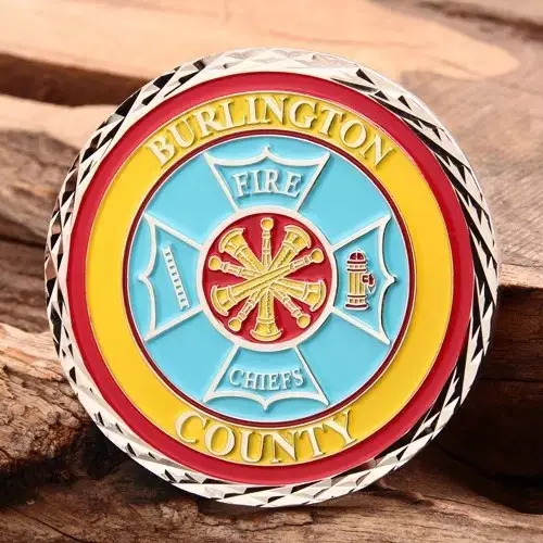Custom Burlington Firefighter Enamel Coins