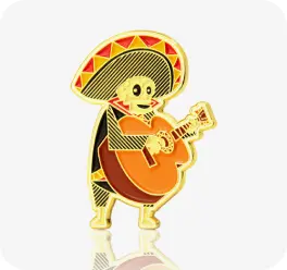 Guitarist Skull Enamel Pins