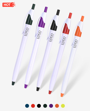 White Retractable Pen with Colored Trim