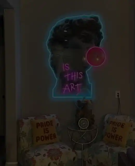 Neon sign makeup mirror