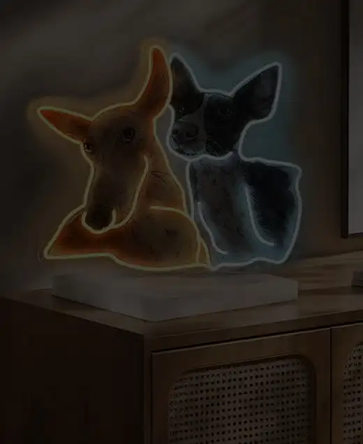 Schattige honden neonreclames