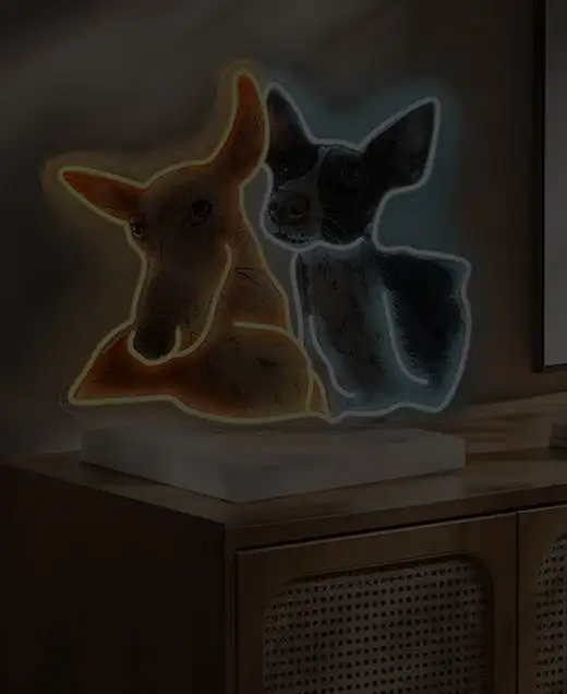 Schattige honden neonreclames