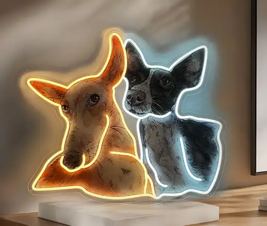 Schattige honden neonreclames